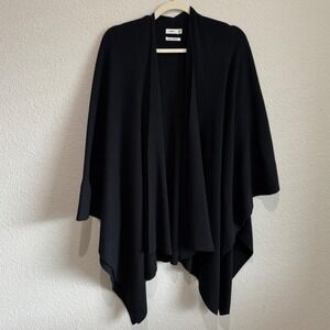 Vince Black 100% Cashmere Open Front Ribbed Draped Cardigan Shawl Collar Minimal